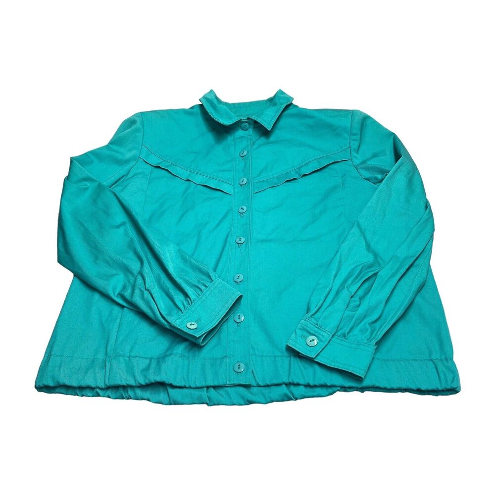 Country Suburbans Long-Sleeved Button-Down Jacket Teal Pockets Women’s Size 12 - Picture 1 of 8